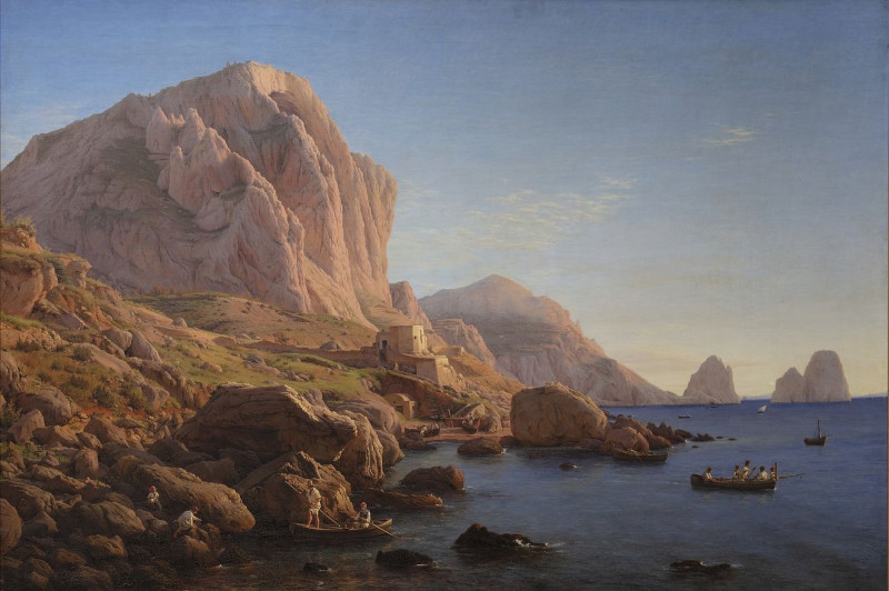 A Rocky Coast, Capri reproduction of painting by Christen Købke. ALL GICLEE PRINTS