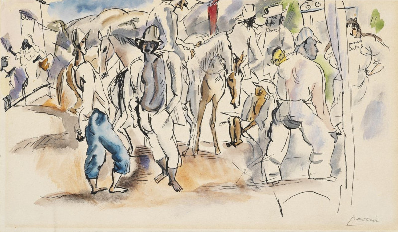 Figures And Horses reproduction of painting by Jules Pascin. ALL GICLEE PRINTS