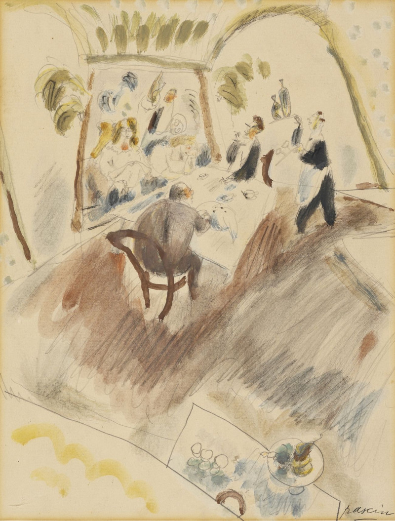 Two Men Dining reproduction of painting by Jules Pascin. ALL GICLEE PRINTS