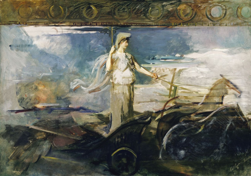 Minerva In A Chariot reproduction of painting by Abbott Handerson Thayer. ALL GICLEE PRINTS