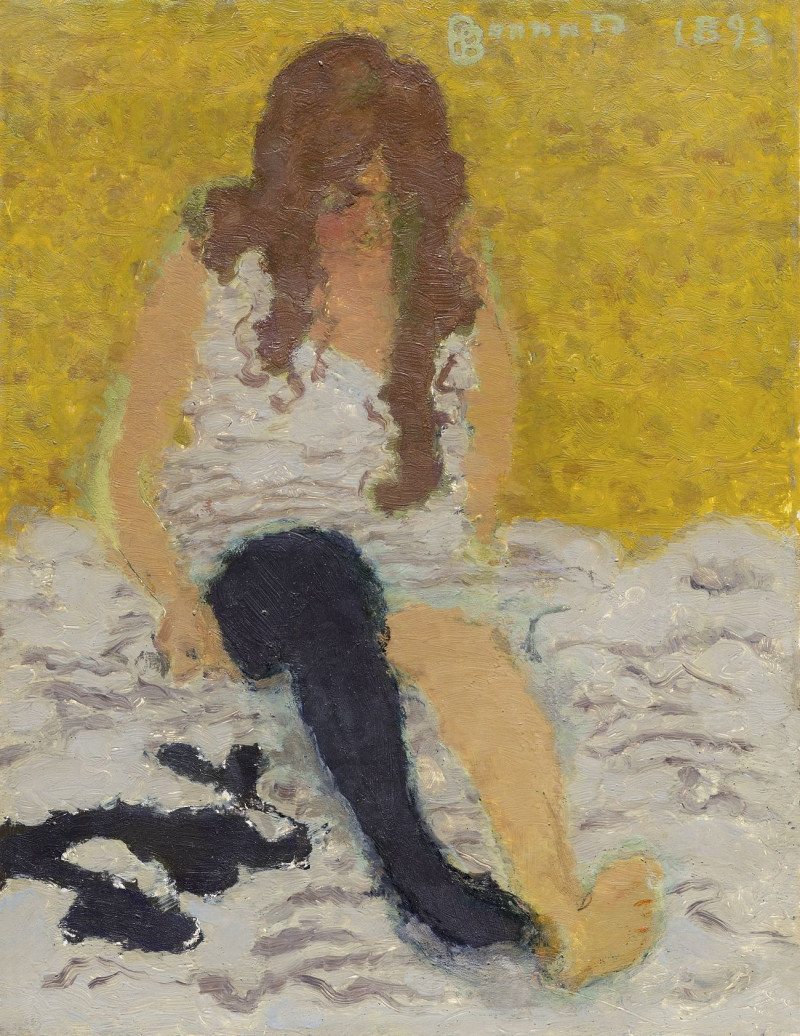 Woman Putting On Her Stockings reproduction of painting by Pierre Bonnard. ALL GICLEE PRINTS