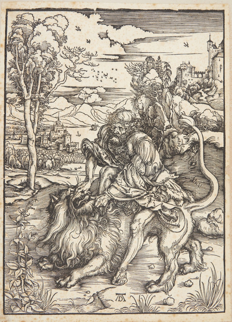 Samson Kills The Lion reproduction of painting by Albrecht Durer. ALL GICLEE PRINTS