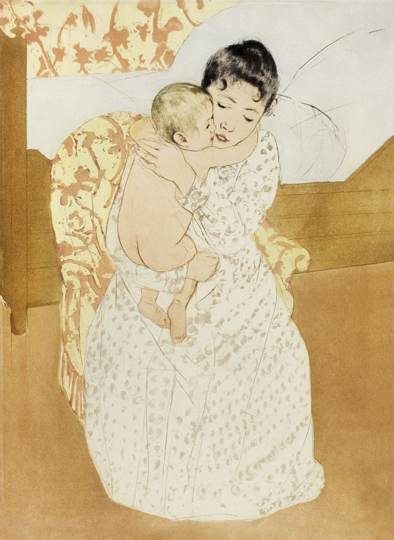 Maternal Caress reproduction of painting by Mary Cassatt. ALL GICLEE PRINTS