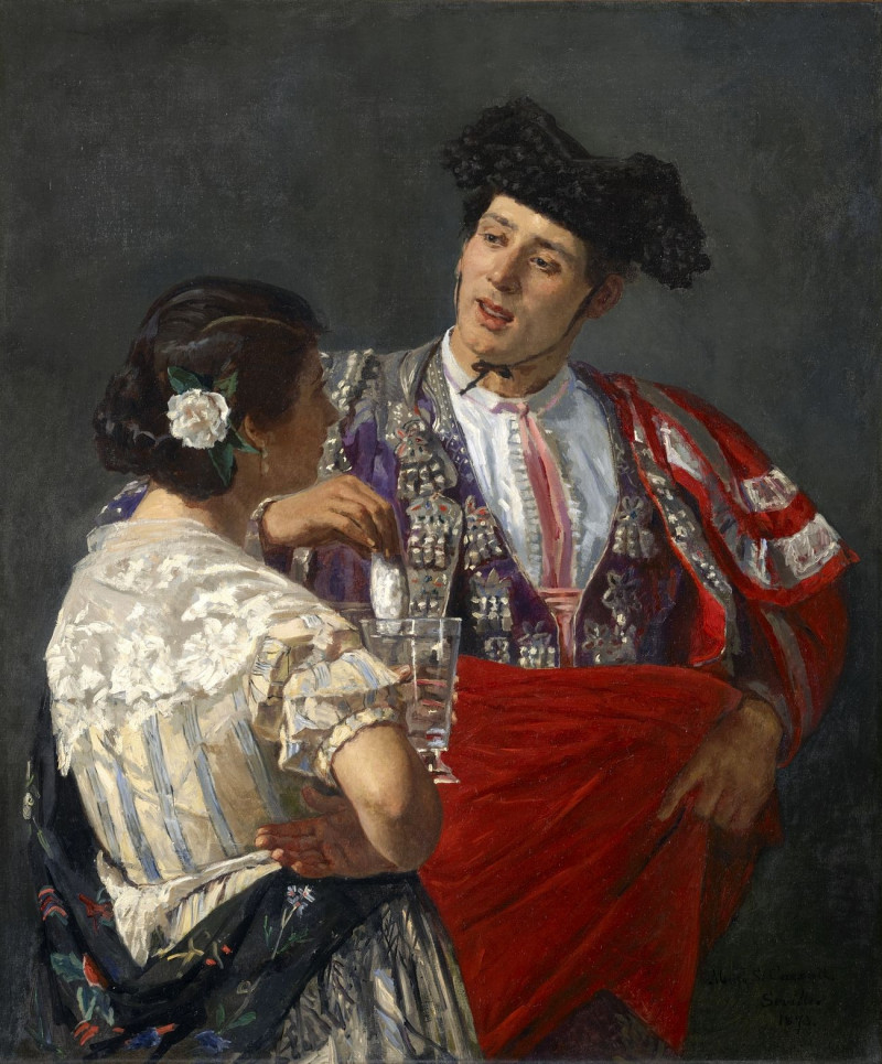 Offering The Panel To The Bullfighter reproduction of painting by Mary Cassatt. ALL GICLEE PRINTS