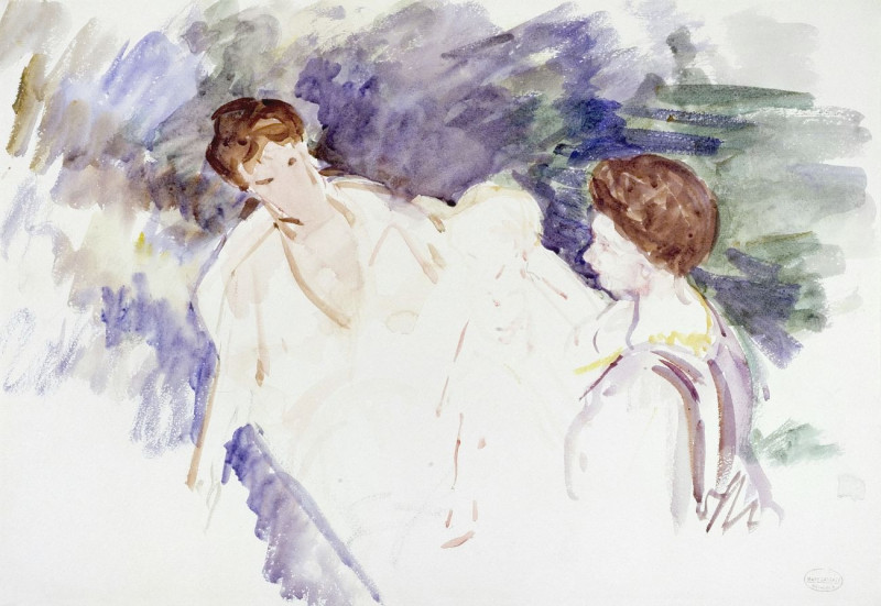 Mary Cassatt reprodukcija Etude Pour "Le Bain" : Deux Femmes Et Un Enfant Dans Une Barque, VISOS REPRODUKCIJOS , paveikslai, ...