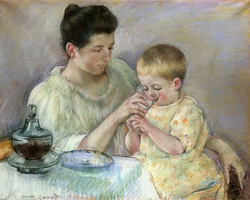 Mother Feeding Child reproduction of painting by Mary Cassatt. ALL GICLEE PRINTS