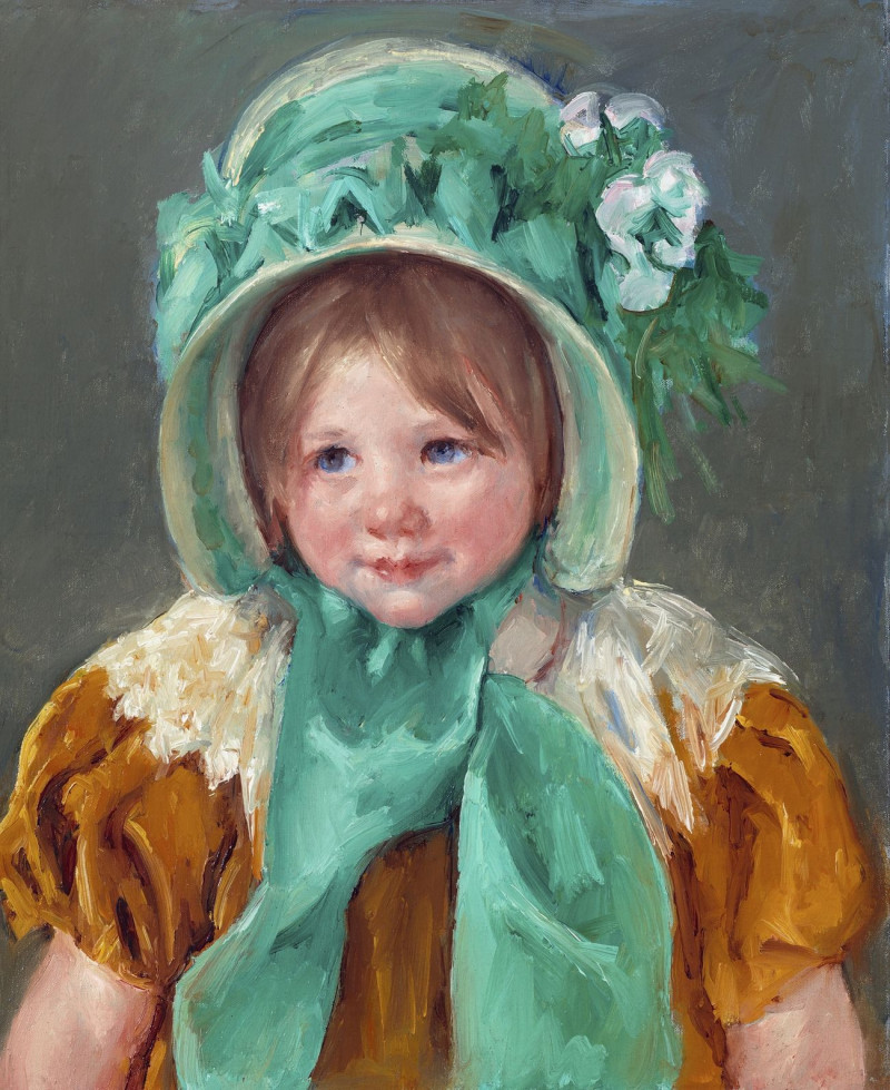 Mary Cassatt reprodukcija Sara In A Green Bonnet, VISOS REPRODUKCIJOS , paveikslai, reprodukcijos internetu