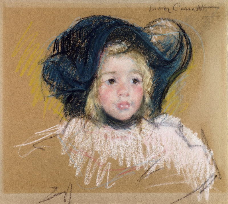 Head Of Simone In A Green Bonnet With Wavy Brim reproduction of painting by Mary Cassatt. ALL GICLEE PRINTS