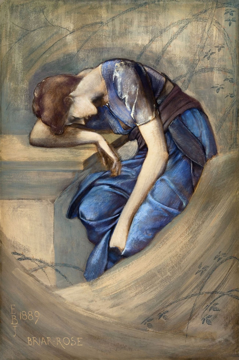 Edward Burne Jones reprodukcija The Briar Rose Series - Study For 'The Garden Court', VISOS REPRODUKCIJOS , paveikslai, repro...