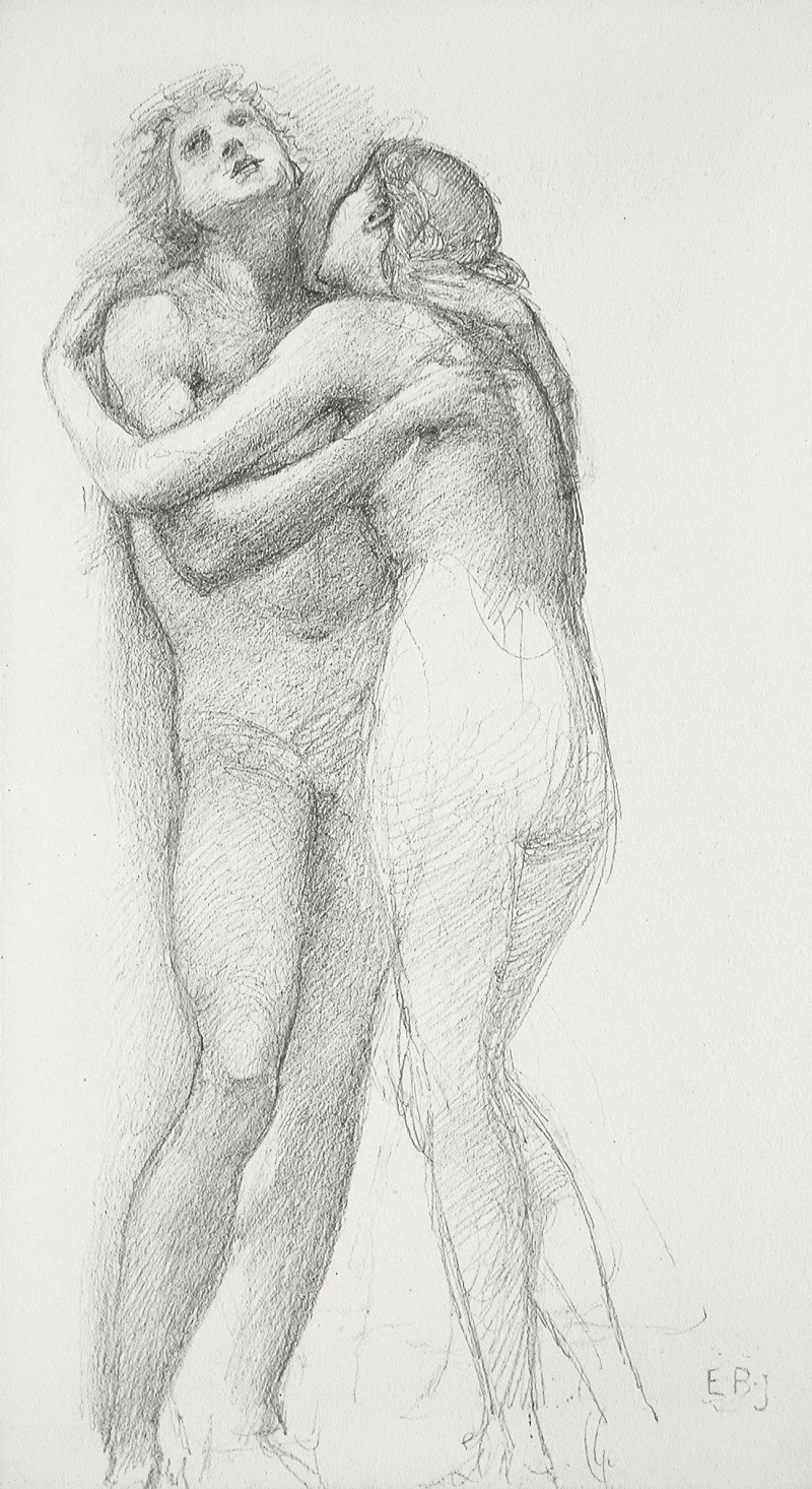 Edward Burne Jones reprodukcija Two Nudes Embracing, Aktas , paveikslai, reprodukcijos internetu