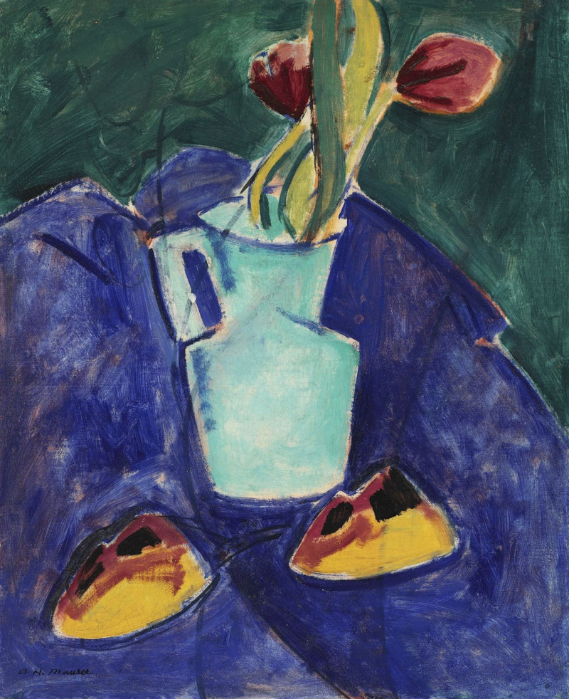 Alfred Henry Maurer reprodukcija Tulips In A Green Vase, VISOS REPRODUKCIJOS , paveikslai, reprodukcijos internetu