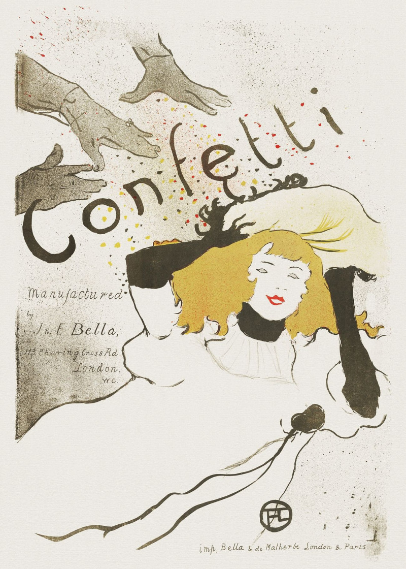 Confetti reproduction of painting by Henri De Toulouse Lautrec. ALL GICLEE PRINTS