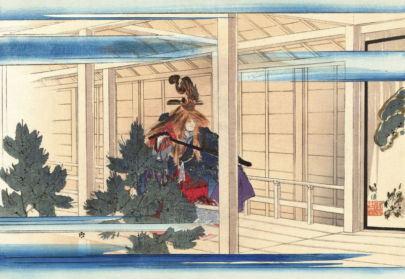 Scene From The Noh Play Genjo reproduction of painting by Kogyo Tsukioka. ALL GICLEE PRINTS