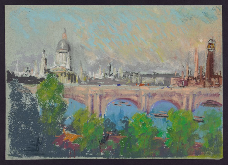 London Over Waterloo Bridge reproduction of painting by Joseph Pennell. ALL GICLEE PRINTS