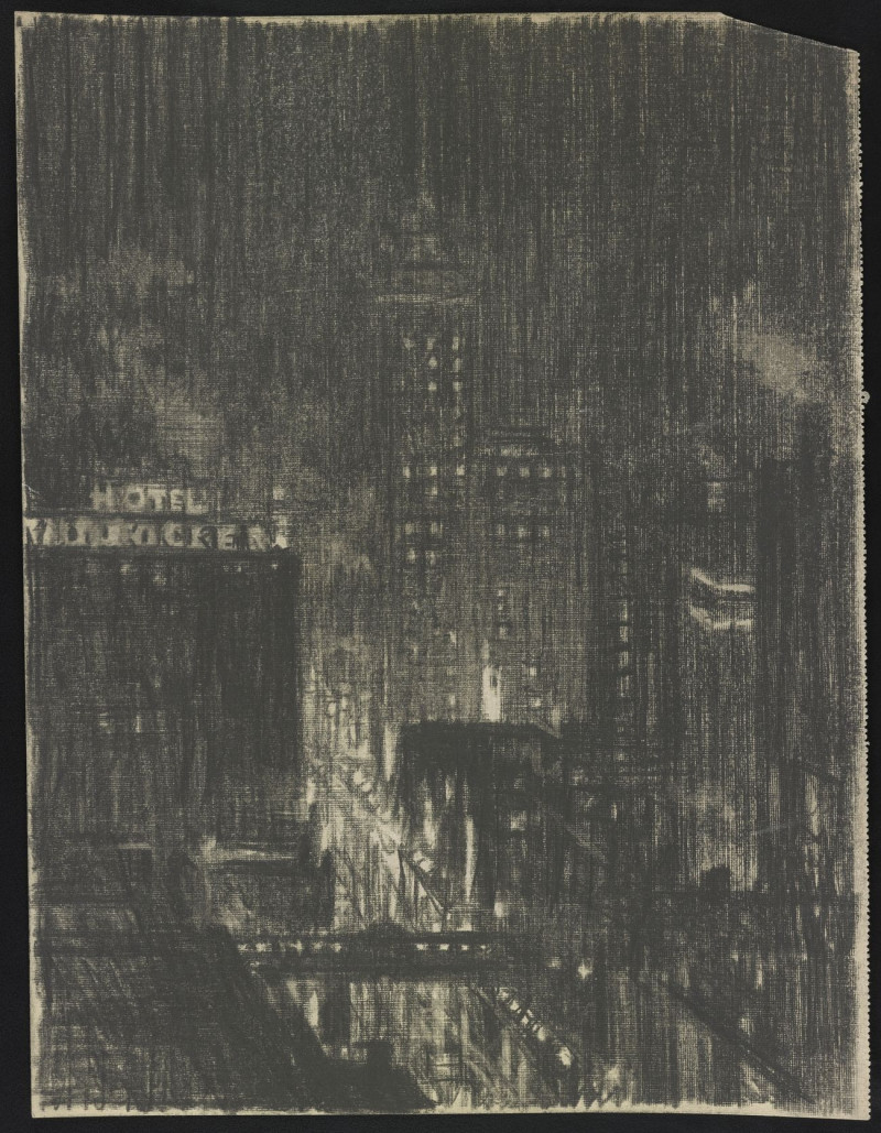 Joseph Pennell reprodukcija Hotel Knickerbocker, Night Scene, VISOS REPRODUKCIJOS , paveikslai, reprodukcijos internetu