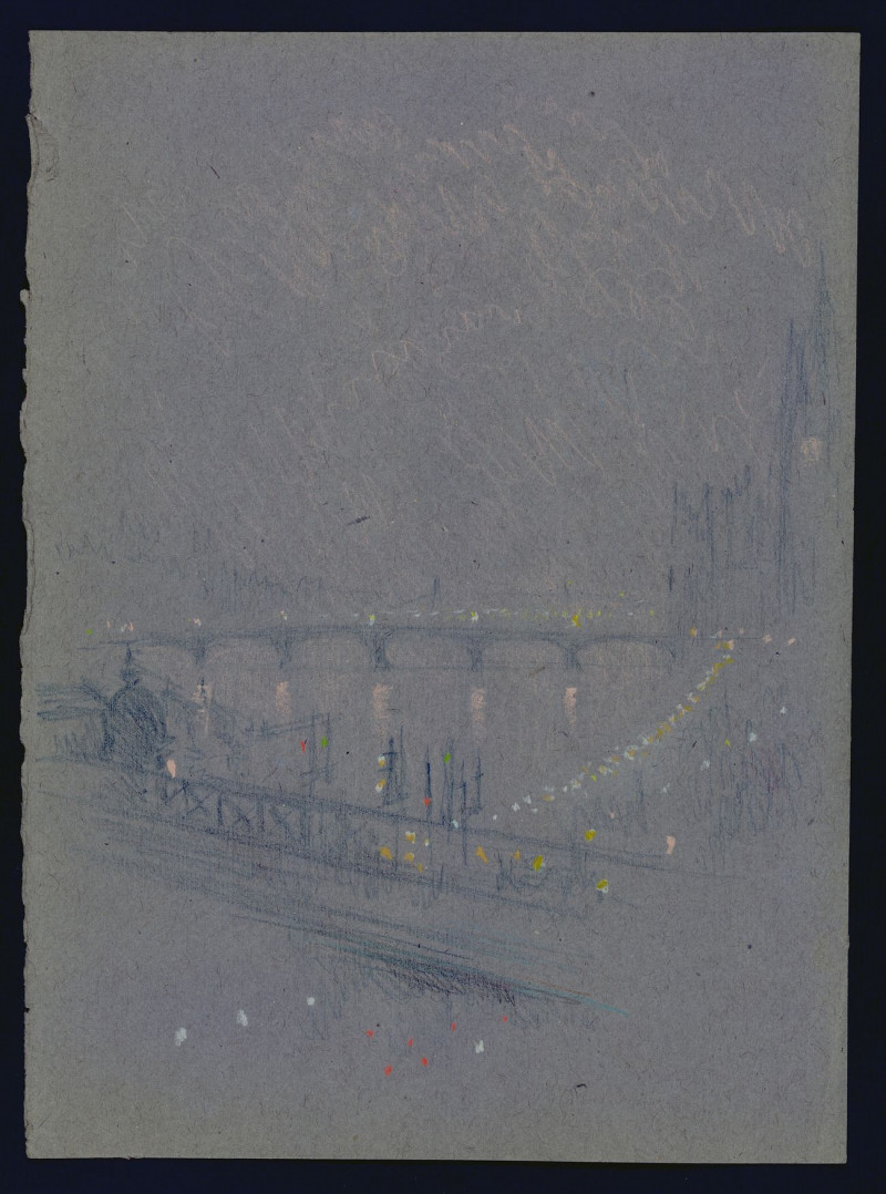 Waterloo Bridge From Over Charing Cross Bridge reproduction of painting by Joseph Pennell. ALL GICLEE PRINTS