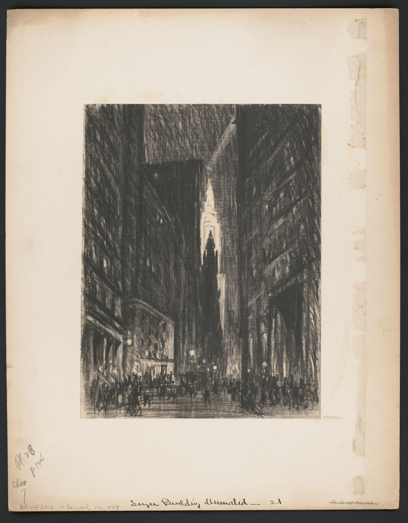 Singer Building Illuminated reproduction of painting by Joseph Pennell. ALL GICLEE PRINTS