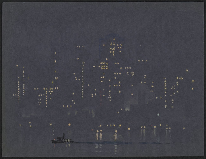 Night Lights Of Manhattan reproduction of painting by Joseph Pennell. ALL GICLEE PRINTS