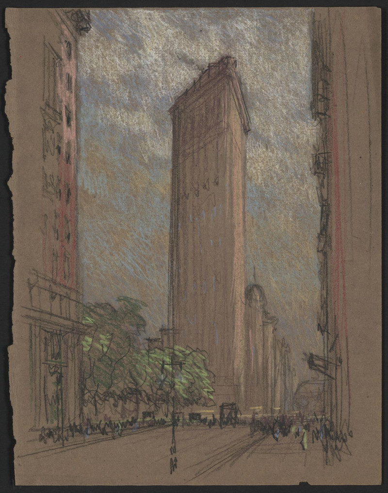 Flatiron Building From Fifth Avenue And Twenty-Seventh Street reproduction of painting by Joseph Pennell. ALL GICLEE PRINTS