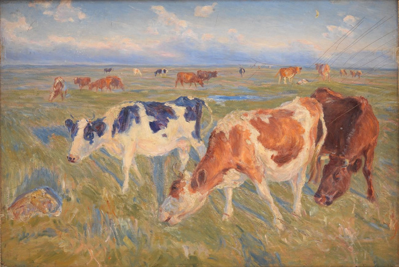 Grazing Cows reproduction of painting by Theodor Philipsen. ALL GICLEE PRINTS