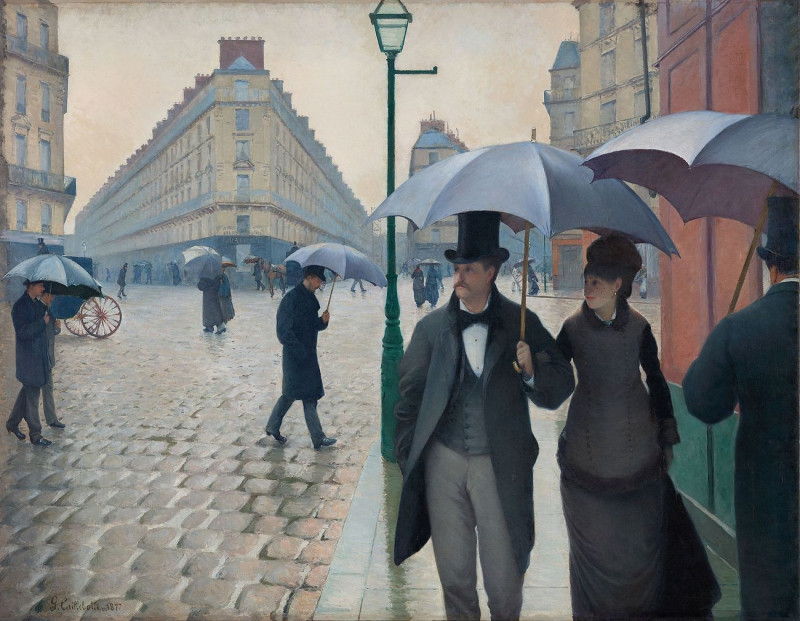 Paris Street Rainy Day reproduction of painting by Gustave Caillebotte. ALL GICLEE PRINTS