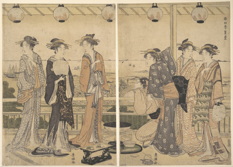 The Four Seasons In Southern Edo: A Summer Scene reproduction of painting by Utagawa Toyokuni. ALL GICLEE PRINTS