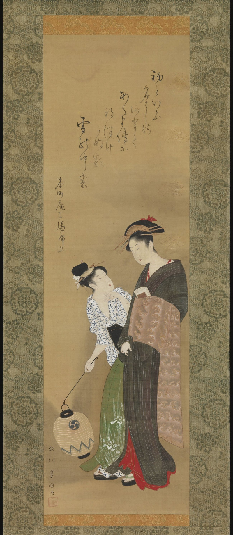 Woman And Attendant reproduction of painting by Utagawa Toyokuni. ALL GICLEE PRINTS