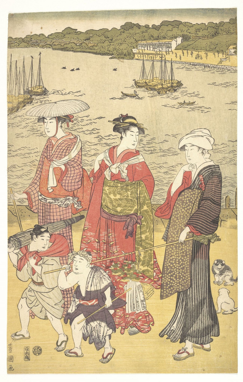 Women At Takanawa Beach reproduction of painting by Utagawa Toyokuni. ALL GICLEE PRINTS