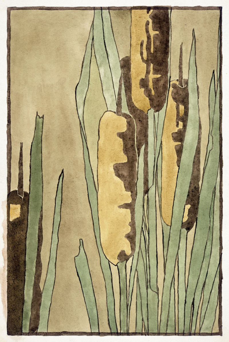 Cattail reproduction of painting by Hannah Borger Overbeck. ALL GICLEE PRINTS