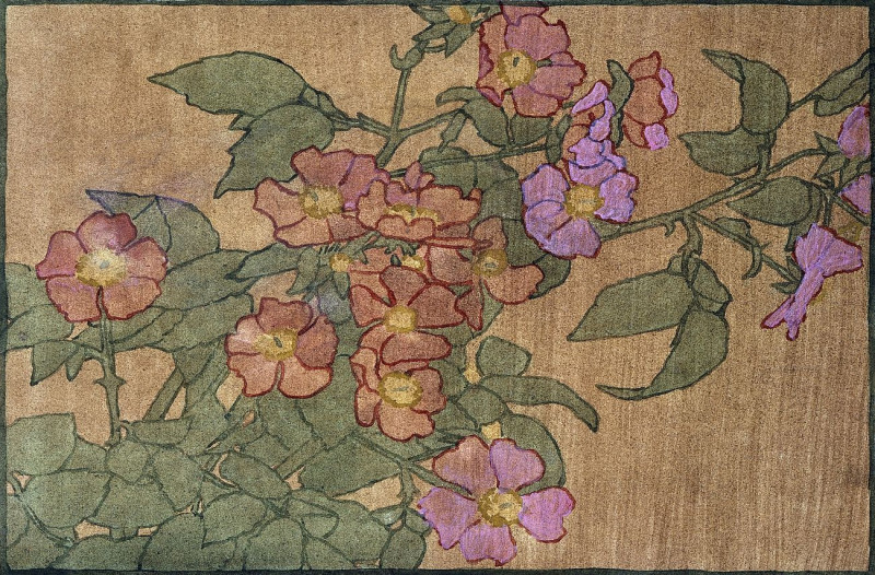 Hannah Borger Overbeck reprodukcija Pink Roses On Terracotta Color Ground, VISOS REPRODUKCIJOS , paveikslai, reprodukcijos in...