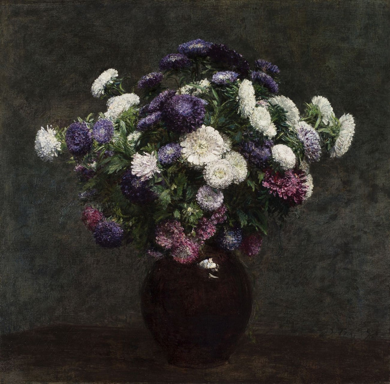 Asters In A Vase reproduction of painting by Henri Fantin-Latou. ALL GICLEE PRINTS