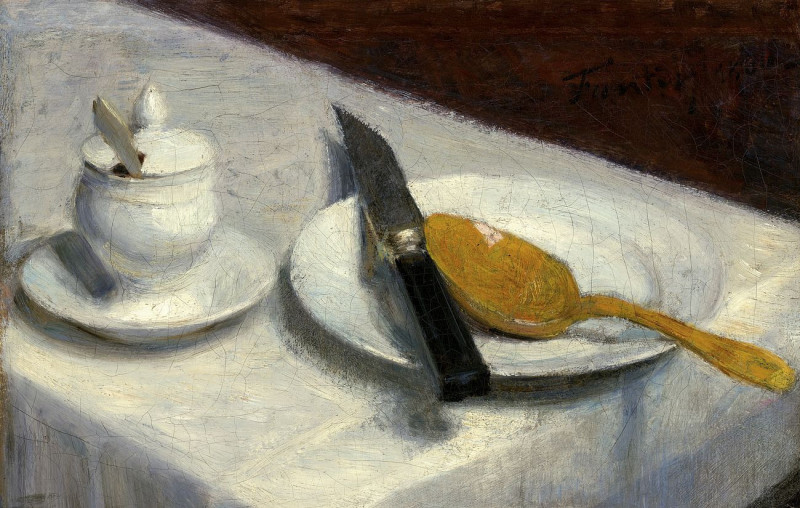 Still Life With Mustard Pot reproduction of painting by Henri Fantin-Latou. Still-life