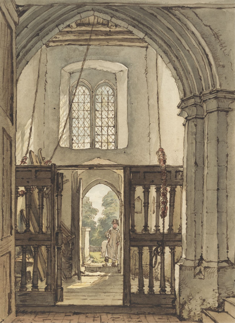 Interior Of The Belfry, Bushey Church reproduction of painting by William Henry Hunt. ALL GICLEE PRINTS