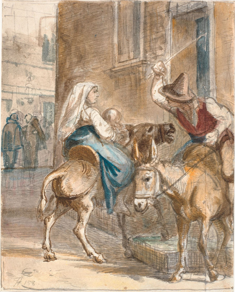 The Stubborn Donkey reproduction of painting by Wilhelm Marstrand. ALL GICLEE PRINTS