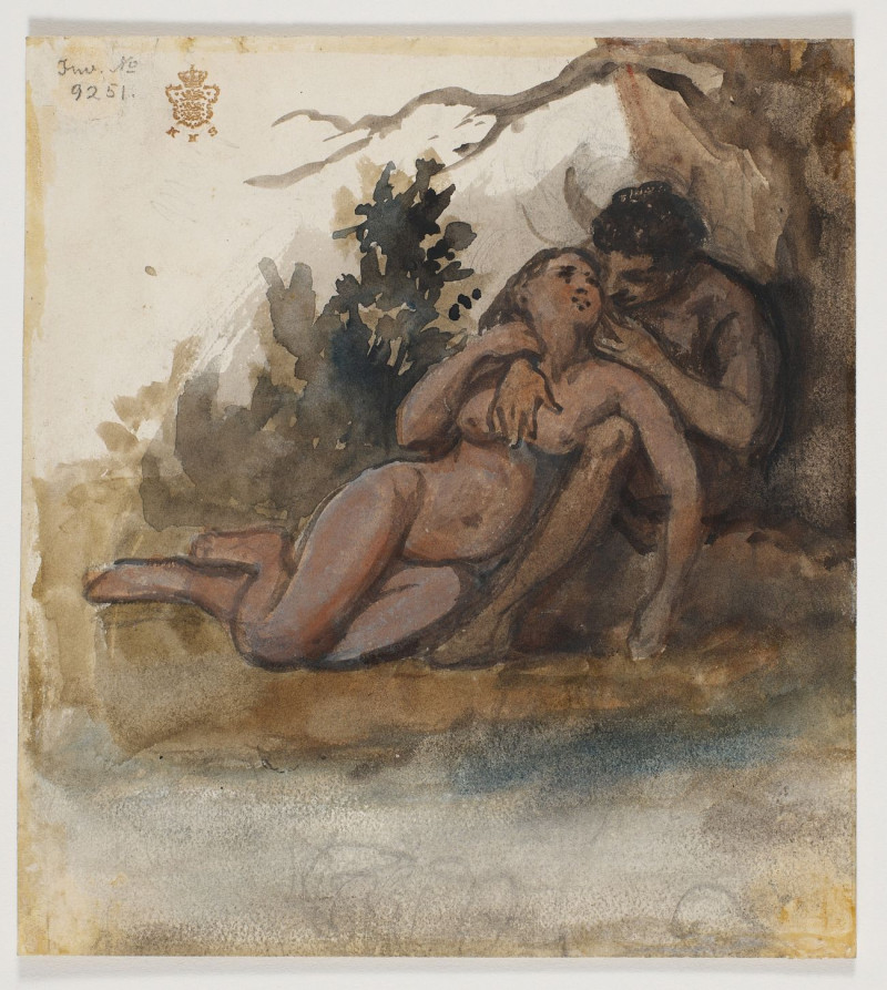 A Naked Couple reproduction of painting by Wilhelm Marstrand. Nude