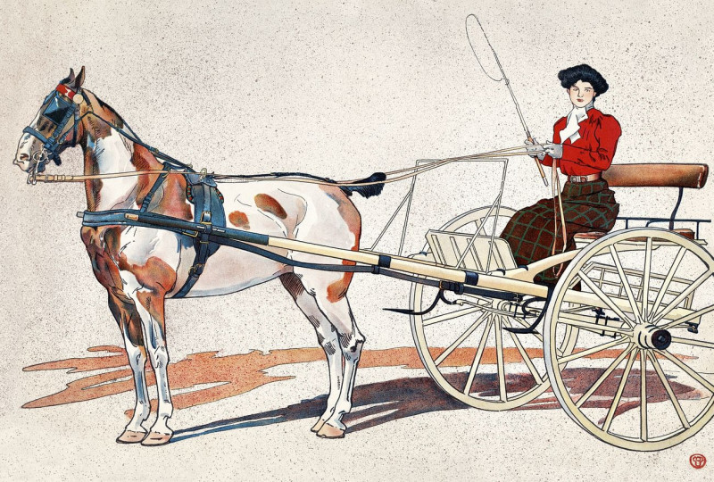 A Kentucky Breaking Cart reproduction of painting by Edward Penfield. ALL GICLEE PRINTS