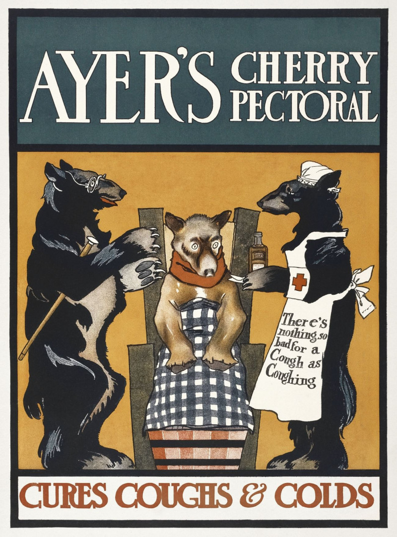 Vintage Ayer'S Cherry Pectoral Poster reproduction of painting by Edward Penfield. ALL GICLEE PRINTS