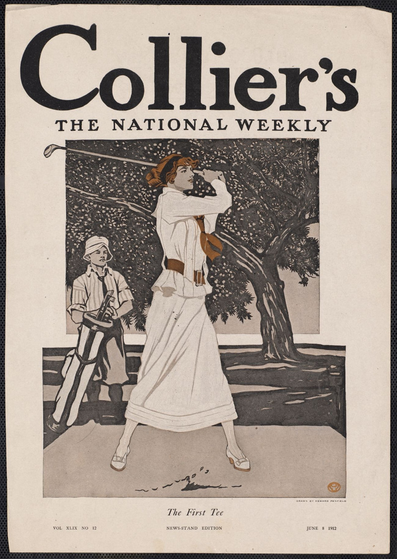 Collier'S, The National Weekly, The First Tee reproduction of painting by Edward Penfield. ALL GICLEE PRINTS