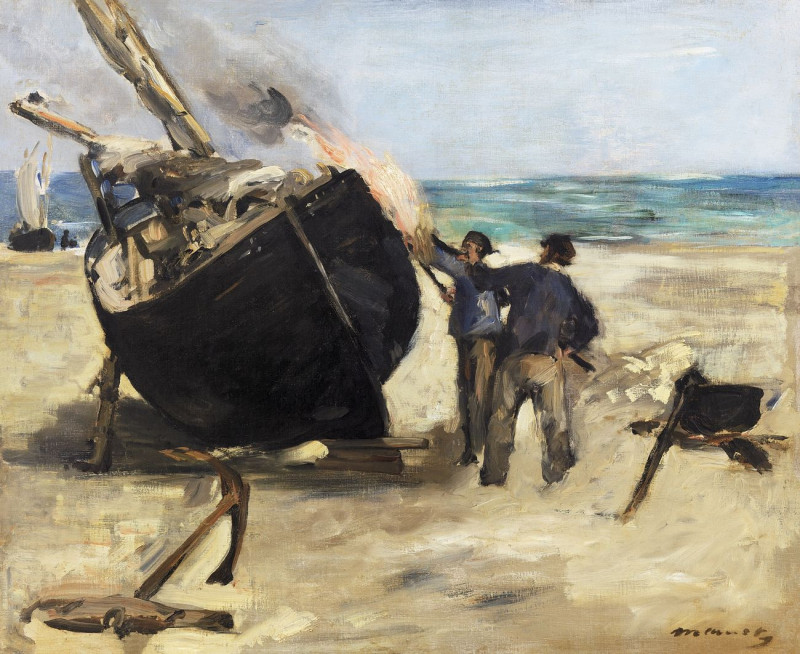 Tarring The Boat reproduction of painting by Edouard Manet. ALL GICLEE PRINTS