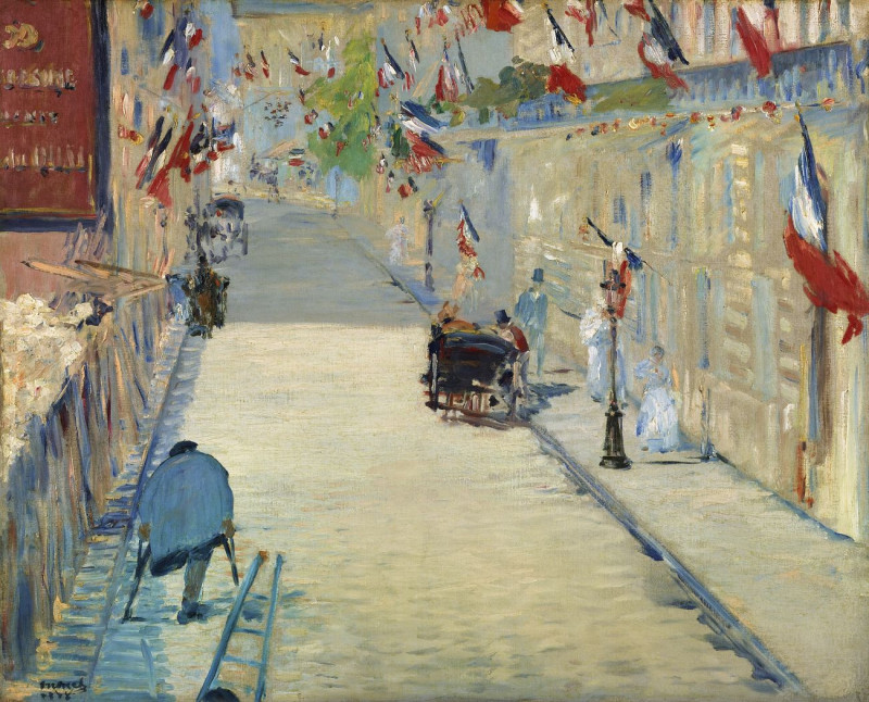 The Rue Mosnier With Flags reproduction of painting by Edouard Manet. ALL GICLEE PRINTS