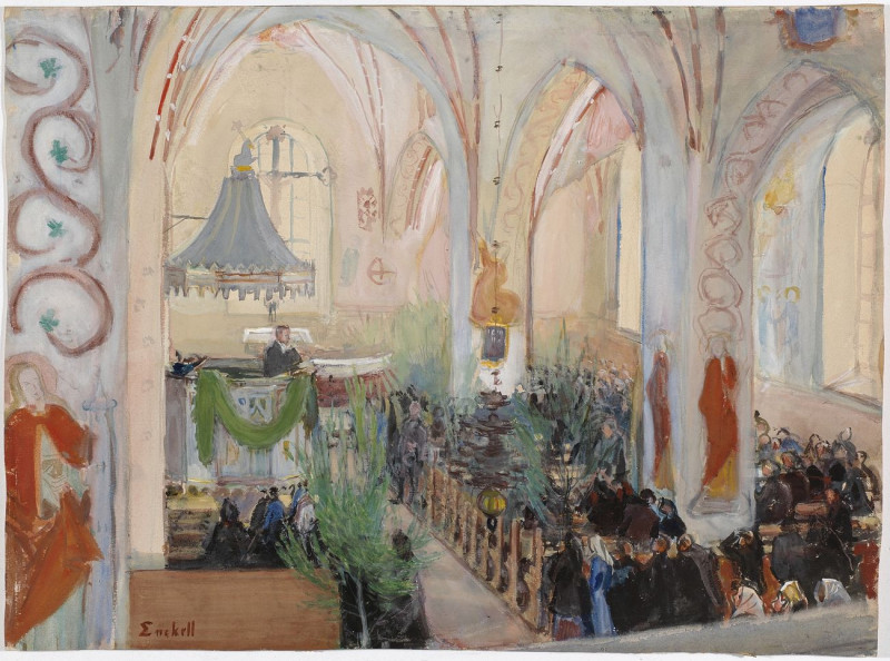 Midsummer Day Service In Lohja Church, 1899, reproduction of painting by Magnus Enckell. ALL GICLEE PRINTS