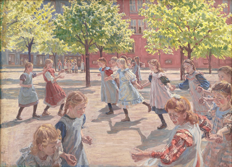 Playing Children, Meadow Square reproduction of painting by Peter Hansen. ALL GICLEE PRINTS