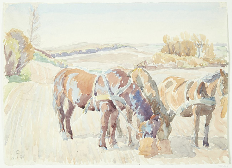 Horses In The Field reproduction of painting by Peter Hansen. ALL GICLEE PRINTS