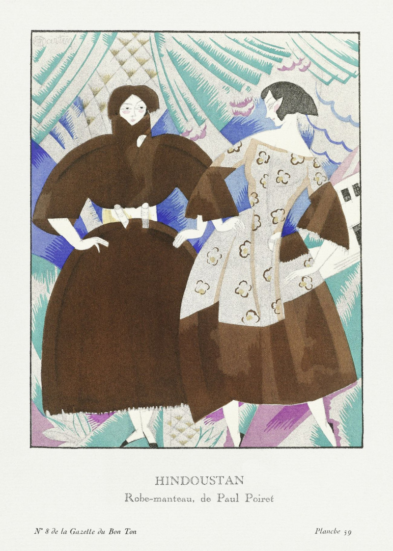 Hindoustanobe-Manteau, De Paul Poiret reproduction of painting by Charles Martin. Art Deco