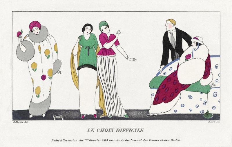 Le Choix Difficile reproduction of painting by Charles Martin. Art Deco