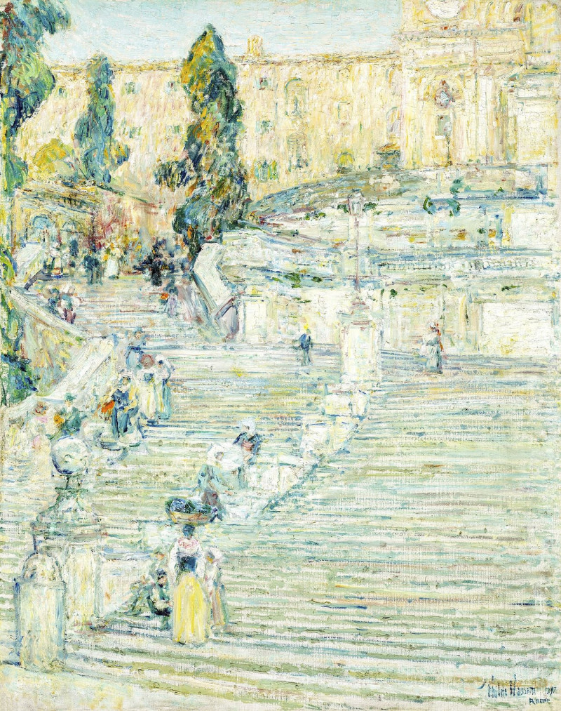 The Spanish Stairs, Rome reproduction of painting by Frederick Childe Hassam. ALL GICLEE PRINTS