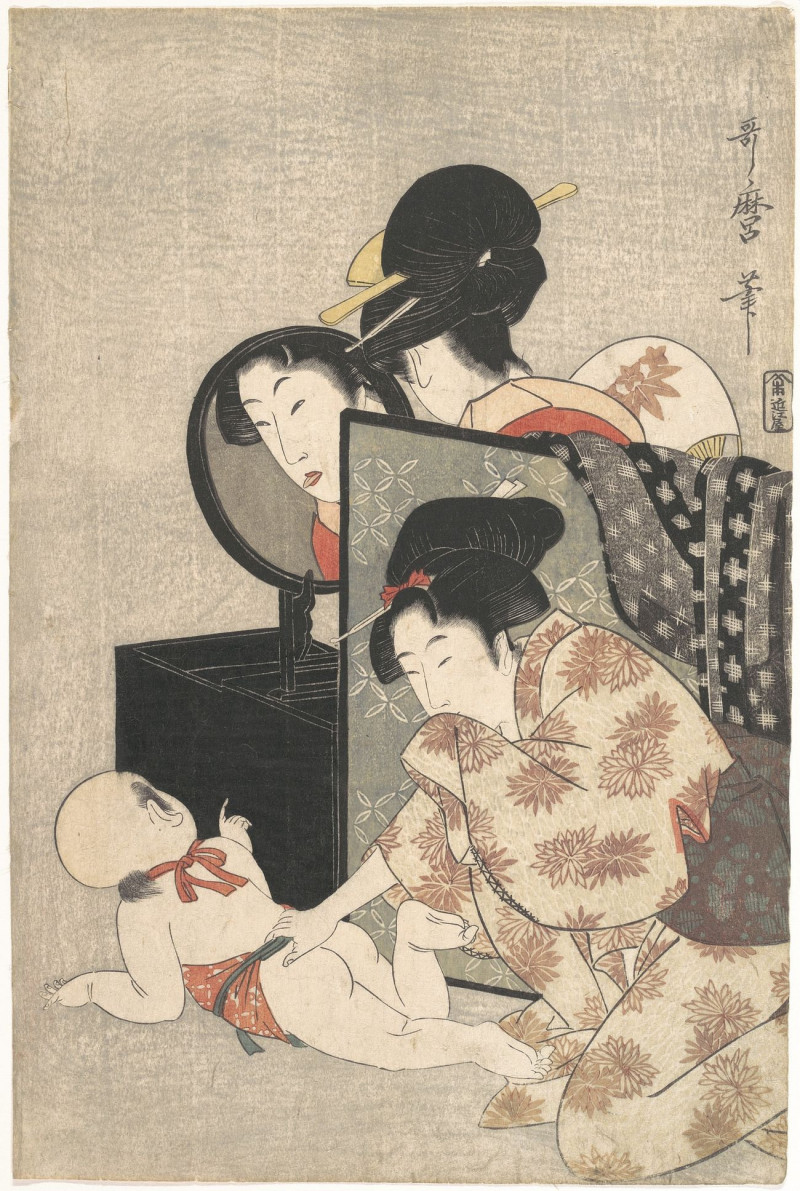 Kitagawa Utamaro reprodukcija Mother And Child, VISOS REPRODUKCIJOS , paveikslai, reprodukcijos internetu