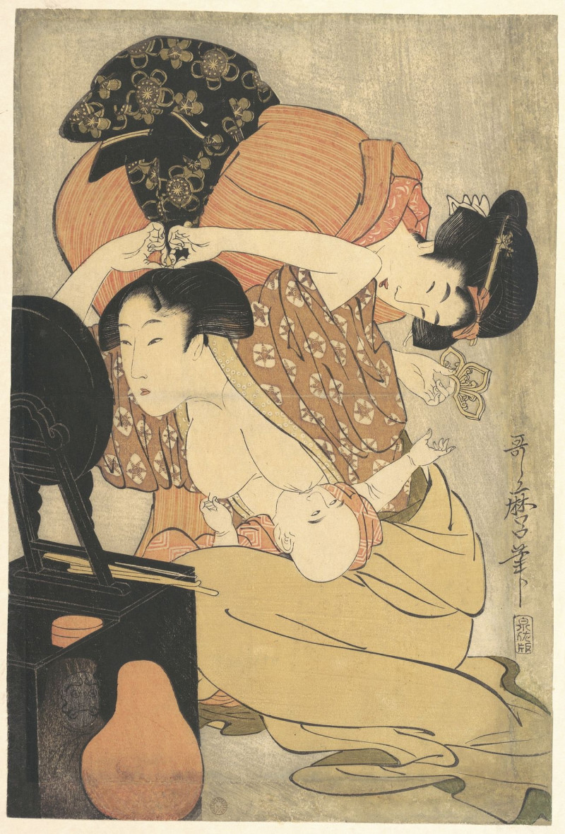 Mother And Child reproduction of painting by Kitagawa Utamaro. ALL GICLEE PRINTS