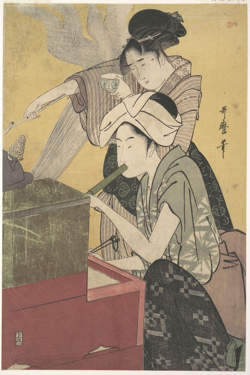 In The Kitchen reproduction of painting by Kitagawa Utamaro. ALL GICLEE PRINTS