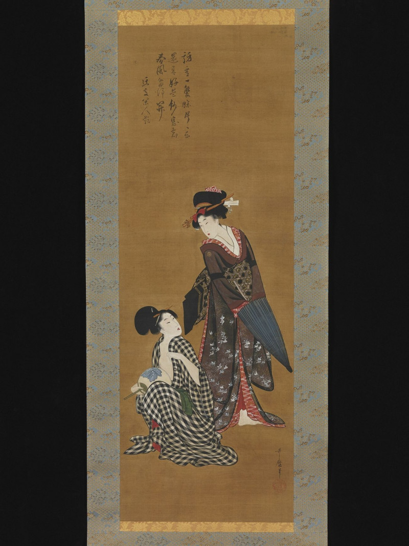 Two Beauties reproduction of painting by Kitagawa Utamaro. ALL GICLEE PRINTS